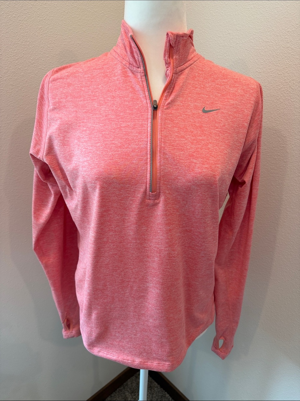 Nike Running Coral Heather Quarter-Zip Pullover Medium
